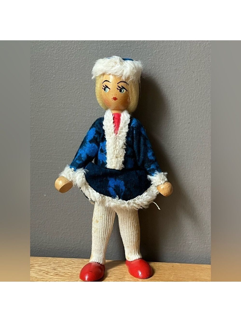 Vintage Wooden Folk Doll Americana
